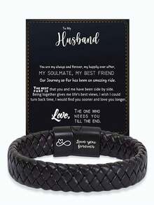 送给我儿子的励志手链，来自爸爸妈妈的礼物，永远记住你更勇敢，编织皮革手链，适合青少年男孩，来自妈妈，可调节，送给儿子的礼物，圣诞礼物