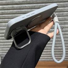 1 件豪华 Lightning 磁性手机壳，带短尼龙挂绳相机支架，适用于 iPhone16 15 14 13 12 11 Pro Max Plus 柔软硅胶后盖，防水防震防摔防刮 - 灰色 - 查看 5