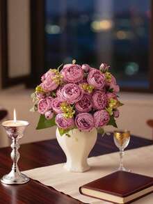 1pc/3pcs Artificial Flowers Faux Peony Flowers Bouquet Fake Roses Flowers Bulk Glorious Flower Bouquets Silk Peonies For Home Party Wedding Decoration Bridal Table Centerpieces Valentines Decor