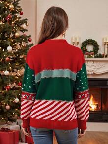 1 suéter navideño para mujer, 100 % material acrílico, tejido para Halloween, jersey de Halloween - Rojo - Ver 2