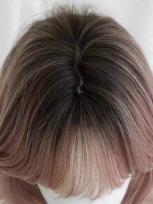 NAMM 12 Inch Short Curly Wigs For Women - Modest Fashion Wave Wig Curtain With Bangs, Ombre Rose-Golden ,Dark Roots Soft Silky Heat-Resistant Synthetic Fiber Wigs For Daily Use, Perfect For Holidays Music Festivals Celebrations-Sakura Celebrations Glam & Party Street Wear Photography Use - Blonde Ombre - View 7