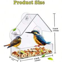 1只鳥飼料器，掛在窗外的透明鳥飼料器，帶吸盤，適用於花園戶外後院野生鳥類觀察，丙烯酸塑料 - 無色 - 查看 12