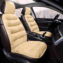 1pc Car Seat Cushion, Plush Single Piece With Backrest, Thick Plush Warm Car Seat Pad, Universal For Winter - Multicolor - View 5