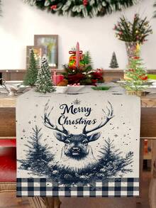 1 pièce/10 pièces Chemin de table renne de Noël, décoration de maison de Noël, décoration hivernale de saison, style moderne, matériau similaire au lin, 33*91CM/33*183CM/33*274CM, 3 options de taille, décoration de maison de Noël intérieure et extérieure, fournitures de fête, décoration thème Noël, décoration de chambre. Convient pour la décoration de cuisine à la maison et la décoration de fête de Noël