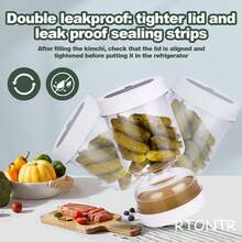 RTONTR 1 Pezzo barattolo per sottaceti con filtro, dispenser per l'umido e il secco, brocca per olive, kimchi, con coperchi ermetici e a tenuta stagna, per peperoncini, cetrioli, sicuro per lavastoviglie e frigorifero, contenitore da cucina per alimenti, cetrioli, olive - Multicolore - Visualizzare 9