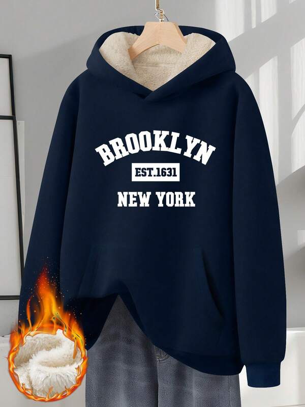 男士保暖卫衣，印花图案休闲连帽衫，柔软舒适，加厚保暖内衬，适合户外冬季旅行，休闲居家皆宜，是送给男士的绝佳礼物。