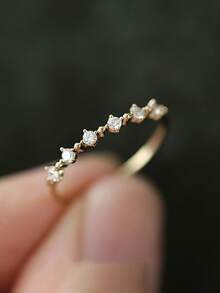 BALMORA 1 件时尚简约高端 S925 纯银精美锆石戒指女士女友礼物 - 金色 - 查看 10