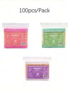 100pcs Multi-Functional Pet Ear Swabs, Suitable For Pet Ear Pulling, Pet Wiping Tear Stains, Pet Medication Care, Pet Supplies, Pet Care Supplies, Pet Grooming Supplies - Multicolor - View 3