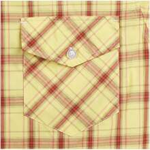 Mens Short Sleeve Plaid Button Down Shirt Western Casual Shirts With Two Pocketshalloween - 黃色 - 查看 3