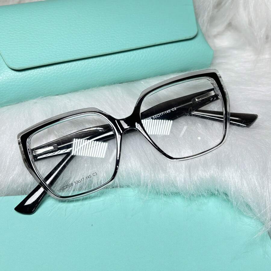 Acetate Nylon Glasses, Women's Square Butterfly Frame - preto - 查看 1