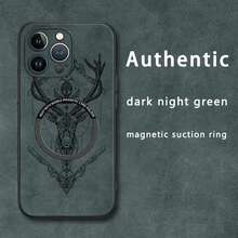 Diseño de ciervo. Funda magnética para teléfono con textura de piel sintética de oveja. Compatible con los modelos 12 al 16 Plus, Pro y Pro. Elegante y de alta calidad. Una excelente opción. - Colores mixtos 3 - Ver 3