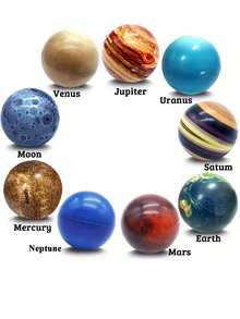 10 件太阳系行星减压球，行星和地球图案，教育天文学和太空主题装饰礼物，手臂或手部恢复方法，太空派对礼物，嘉年华奖品 - 彩色 - 查看 15