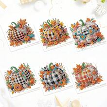 6-Pack Autumn Pumpkin Art Greeting Cards With Envelopes – 5D Painting Kits Adults, Fall Thanksgiving Greeting Card Set, Kits, Handmade Holiday Cards - Bí ngô mùa thu - Xem 1