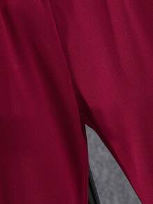 Conjunto de 2 peças de moletom com capuz e zíper para meninas + calças de cor contrastante, roupa casual - Vermelho - Ver 7