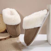 Slippers For Women Plush Lined Non Slip Bottom Easy Wear - Màu Khaki - Xem 3