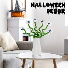 6 Pcs 15 Inch Halloween Eyeballs Sandworm Decoration Halloween Artificial Floral Picks Realistic Scary Branch Picks Home Party Eyeball Trick Or Treat Supplies(Black And White) - Green - View 5