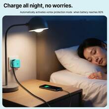 W&O Bộ sạc tường nhanh 3 trong 1 GaN 120W 3 trong 1 với bộ đổi nguồn 100-240V đa năng, cáp thu gọn 32 inch, phân bổ nguồn thông minh để sạc nhiều thiết bị, bảo vệ quá tải/nhiệt độ, thiết kế ổ cắm nhỏ gọn cho ổ cắm đông đúc – Tương thích với iOS 16/15/S25 Ultra, vật dụng thiết yếu cho phòng ký túc xá đại học, phụ kiện bàn làm việc Nan - Xem 6