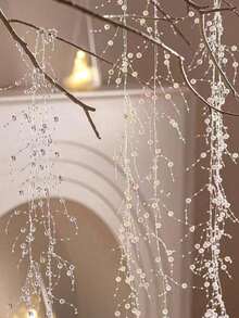 3/5pcs 1.4m Christmas Pearl Bead Garland Decoration, Christmas Tree Decoration, Circle Beaded Garland, DIY Hanging Decoration For Home, Party, Wedding, Handmade Crafts