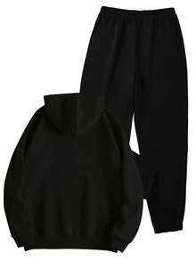 Add Your Own Photos To Customize Hoodies And Sweatpants, Create Custom Fall/Winter Fleece Suits, Original Custom Designs, Pockets And Drawstrings, Custom Fall/Winter Warm And Thick Hoodies, Design Personalized Prints As Gifts For Girlfriends, Family, Or Yourself, And Also For Anniversaries, Birthdays, Holidays And Other Occasions. Black - Black - View 3