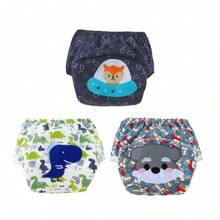 3/6片装可重复使用婴儿尿布，刺绣可重复使用婴儿训练内衣，男孩女孩学习内衣，透气，柔软舒适 - 彩色 - 查看 43