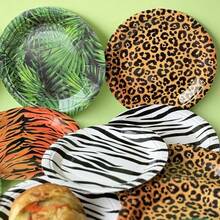20 piezas Platos desechables con estampado animal, Suministros para fiestas