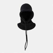 1pc Women's Drawstring Balaclava Solid Color Knit Hat, Neck Warmer Wool Detachable Hoodie, Casual Streetwear - Dharma Hat - View 23