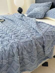 1 pieza Manta ligera de tafetán para todo el año - Manta contemporánea suave y cálida de color rosa para siestas en la oficina, camping, dormitorio y sofá - Lavable a máquina y portátil, manta acogedora