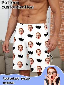 Printstory Customized Men's Pajama Shorts, Can Print Any Pattern, Unique Personalized Gift, Suitable For Family, Friends And Holiday Gatherings - White - View 2