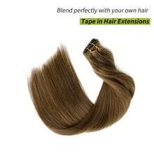 Jessie's Selection 20pcs/Pack 50g Tape In Hair Extensions Skin Weft Remy Silky Straight Seamless Invisible Tape Adhensive Human Hair Extensions For Volume Add Length Luxury Quality Affordable Cost Salon Quality, Perfect For Graduation, Anniversary, And Holiday Hairstyles, Holds Up Well (#6 Ash Brown) - S8 - 查看 4