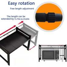 2 Tier Extendable Microwave Oven Rack Heavy Duty Kitchen Stand Storage Shelf UK - Default - View 5