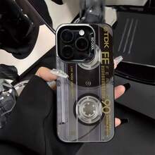 1pc Retro Cassette Tape Design Fashionable Phone Case, Commuter Series Case Compatible With IPhone 11, 12, 13 Pro Max, 14 Pro Max, 15 Pro Max, 16, 13, 14, 15, Plus, Pro, Max, Personalized Durable Accessories For Stylish Phone Users, Gifts For Friends And Family - Multicolor - View 5