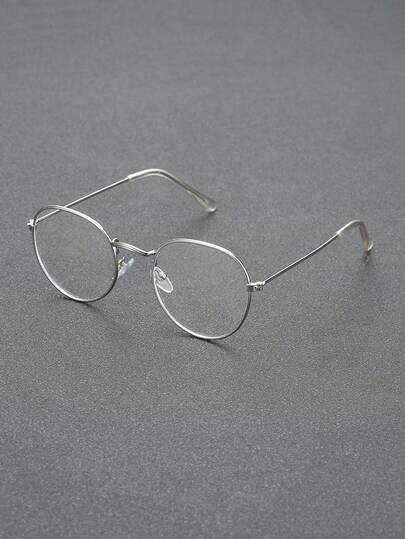 1 par de gafas geométricas básicas de metal, gafas transparentes de alta calidad exquisitas para hombres, adecuadas para regalos de vacaciones, negocios, casual, salidas escolares y otras ocasiones