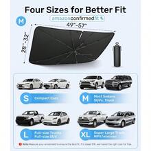 Zanch 2025 Upgraded Car Windshield Sun Shade [Cool Down By 75℉ ] With Heat Insulation Coating, Foldable Sunshade Umbrella Flexible Handle & Ribs, Medium (57''x32'') For Car, SUV, Truck, Van - 預設 - 查看 8