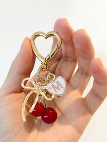 Móc khóa hình quả anh đào dễ thương, thời trang, màu vàng kim - Móc khóa hình quả anh đào, phụ kiện trang trí ba lô sành điệu, móc khóa, mặt dây chuyền hợp kim chữ cái A-Z, mặt dây chuyền tai nghe, mặt dây chuyền xe hơi, mặt dây chuyền trang trí, móc khóa hình quả anh đào, phụ kiện túi xách, kẹp túi, phụ kiện nhựa và kim loại sáng bóng, ví và túi xách nữ, phụ kiện ba lô - Nhiều màu - Xem 8