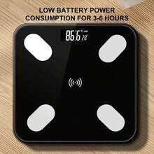 二合一智能电子体重秤，可称重/测温。电池供电（2节AAA电池），带温度显示和高清LED显示屏，单键开关，自动切换，钢化玻璃材质，最大承重396磅。适合家庭和健身房使用。健身和减肥必备。 - 彩色 - 查看 6