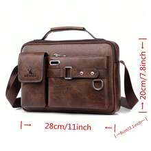 Men's PU Leather Shoulder Bag Crossbody Bag Suitable Fit For 8 Inch Laptop - Dark Brown - 查看 4