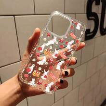 Funda creativa para teléfono Conejo lindo con pastel de fresa Funda transparente para iPhone 16 11 15 14 13 12 Pro Max Plus Regalos de cumpleaños para mujeres, niñas, hijas Funda suave a prueba de golpes para niñas y mujeres - 1 pieza - Ver 8