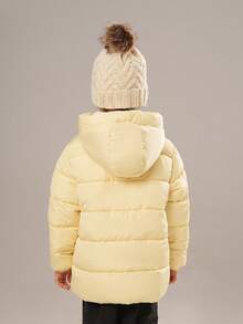 SOLOCOTE 年轻女孩可爱冬季口袋拉链前连帽棉衣，温暖舒适，圣诞礼物 - 黃色 - 查看 3