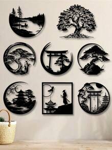 1pc Japanese Bonsai Tree Torii Gate Wall Sculpture, Iron Art Home Decor For Dining Room, Perfect Christmas Decoration With Personalized Name Sign For Farmhouse, Patio, Porch, Unique Gift Idea For Him, Her, Boyfriend, Girlfriend, Dad, Mom, Family, Friends, Valentine's Day, Children's Day, Father's Day, Graduation, Wedding, Housewarming, Living Room, Bedroom, Office, Family Gathering Christmas Decorations Room Decor