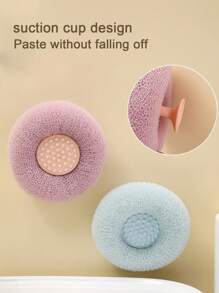 1 pieza Cepillo de ducha exfoliante con ventosa - Esponja de baño de masaje, Esponja de luffa colgante, Color aleatorio