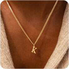 1pc Exquisite Fashion Jewelry Necklace, Stainless Steel A-Z,26 English Initials Pendant, Holiday Gift, Suitable For Women To Wear Daily Stainless Steel Letter Pendant Necklace