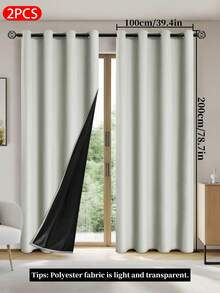 两片装遮光窗帘,带隔热衬里,轻质涤纶面料,顶部穿孔设计,适用于客厅、卧室、厨房、浴室、家居装饰。 - 米色 - 查看 23