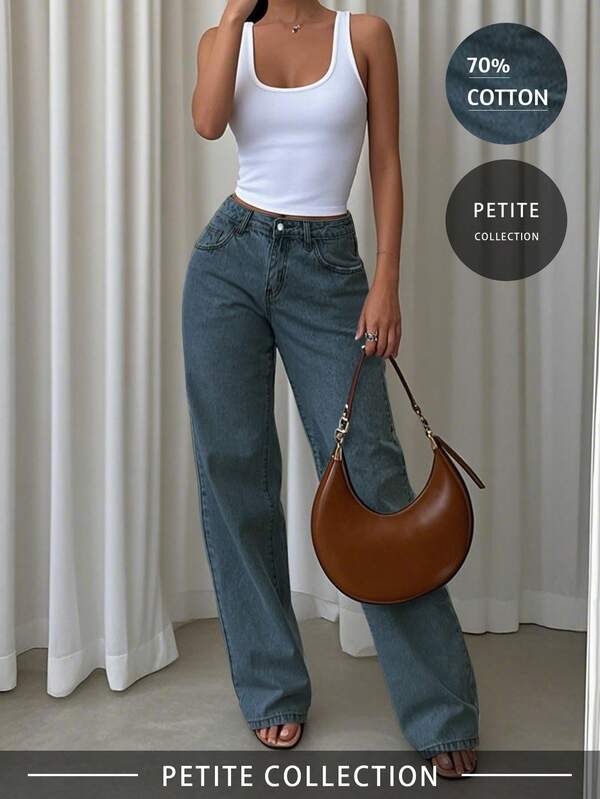 复古蓝色宽松阔腿牛仔裤，女款，新款春夏宽松直筒裤，适合春夏、度假、节日等休闲场合穿着。