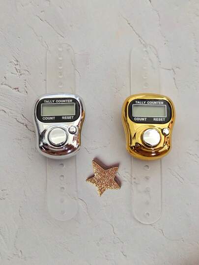 1pc/2pcs Portable Digital Tally Counter, New Gold/Silver Color, Compact Instant-Use Counter, Suitable For Outdoor Counting, Learning, Prayer, Warehouse Inventory, Stress Relief, Holiday Gift, Adjustable Strap, Auto Power Off When Idle
