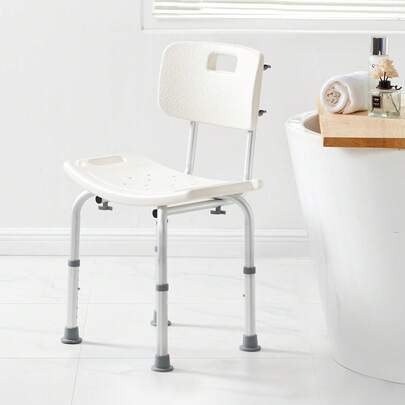 Shower Chair, Shower Seat With Back, Adjustable Height Shower Stool, Shower Chair For Inside Shower Bathtub, Non-Slip Bathroom Bench Bath Chair For Elderly Disabled Handicap, 158.8 Kg Capacity