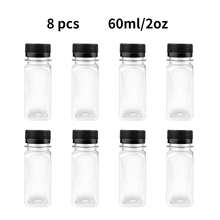 12pcs, 8oz Plastic Juice Bottles With Lids, 4oz, 5oz, 12oz, 16oz Reusable Beverage Bottles, Mini Fridge Bottles, Plastic Mini Juice Containers For Juicing, Smoothie Making, Tea And Homemade Drinks
