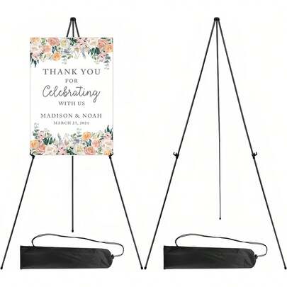 Giá vẽ gấp gọn 66 inch, giá đỡ biển hiệu tiệc mừng em bé - giá trưng bày di động - chịu tải 5 lbs, thích hợp để trưng bày biểu ngữ và áp phích tiệc mừng em bé, chân đế ba chân bằng kim loại có thể điều chỉnh, giá vẽ để bàn và sàn, giá vẽ ba chân bằng kim loại lớn có thể điều chỉnh với đế màu đen, quà tặng Phục Sinh, giá vẽ cần thiết cho đám cưới, giá đỡ áp phích để sàn tức thì, nhẹ và có thể gấp gọn, trang trí ngoài trời cho sinh nhật, đám cưới.