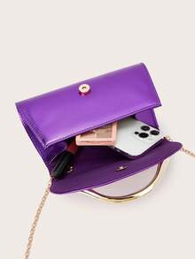 闪亮、耀眼、奢华、迷人、优雅、精致的大号女士手拿包、晚宴包、派对手提包，配有可拆卸链条肩带，适合婚礼、派对、舞会等场合，采用天鹅绒材质，时尚优雅，适合女孩、女士、大学生、年轻职业人士和上班族。 - 紫色 - 查看 7