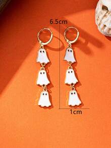 1 par de brincos femininos de esmalte fantasma de Halloween estilo minimalista