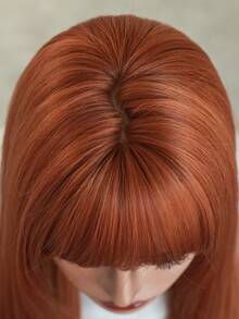 7JHH WIGS 34 Inch Extra Long Straight Maple Leaf Orange Wig With Bangs - Super Long Natural Layered Wigs, High Quality Soft Synthetic Fiber Wigs For Women Daily Wear, Festival Ready Party Use, Graduation Gift - Beginners Glueless Wig Accessories - trái cam - Xem 7